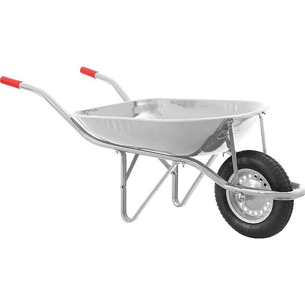 Carrinho de mão com pneu e câmara 45 litros caçamba redonda galvanizado NOVE54 - 3 unidades