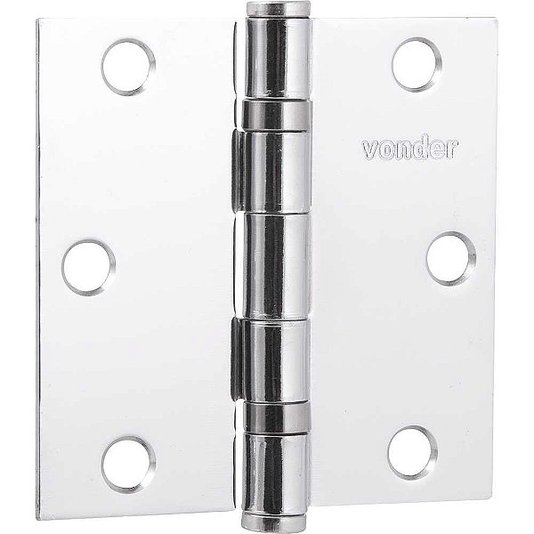 Dobradiça 3" com anel rolamento cromada com 3 peças VONDER