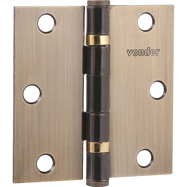 Dobradiça 3" com anel rolamento latonada com 3 peças VONDER