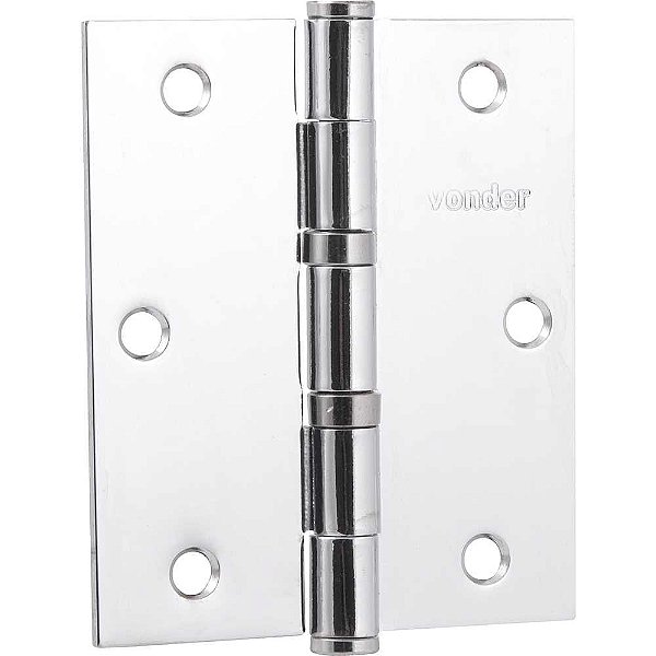 Dobradiça 3.1/2" com anel rolamento cromada com 3 peças VONDER