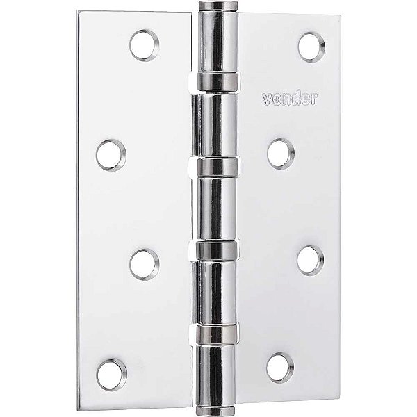 Dobradiça 4" com anel rolamento cromada com 3 peças VONDER