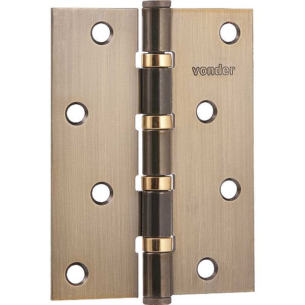 Dobradiça 4" com anel rolamento latonada com 3 peças VONDER