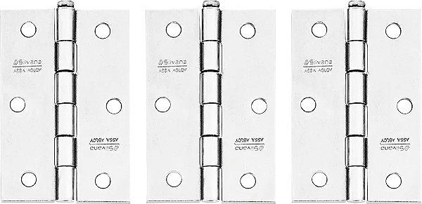 Dobradiça com pino solto cromada 3.1/2" x 2.1/4" 3 peças 91795 SILVANA