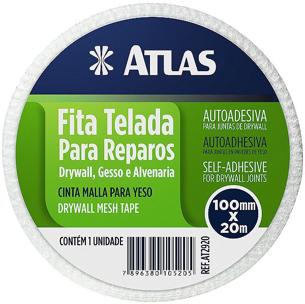 Fita telada para reparos em drywall 100mm x 20m ATLAS