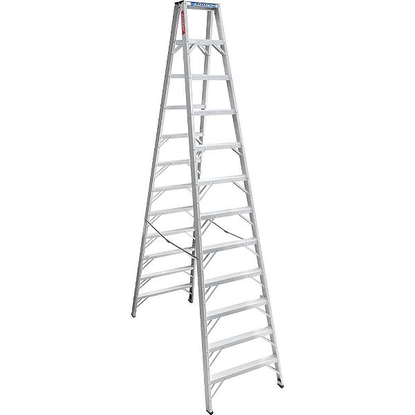 Escada de abrir em alumínio uso profissional 12 degraus 360cm ALULEV