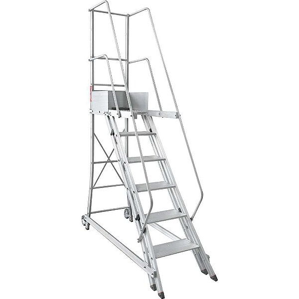 Escada trepadeira alumínio 1,40m X 1,82m 5 degraus + plataforma com 4 corrimões TR152 ALULEV