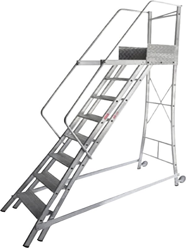 Escada trepadeira alumínio 1,86m X 2,18m 7 degraus + plataforma com 4 corrimões TR202 ALULEV