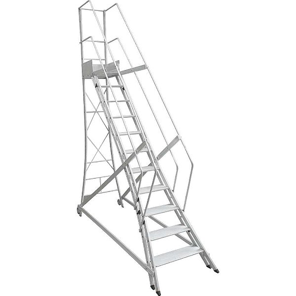 Escada trepadeira alumínio 2,55m X 2,78m 10 degraus + plataforma com 4 corrimões TR252 ALULEV