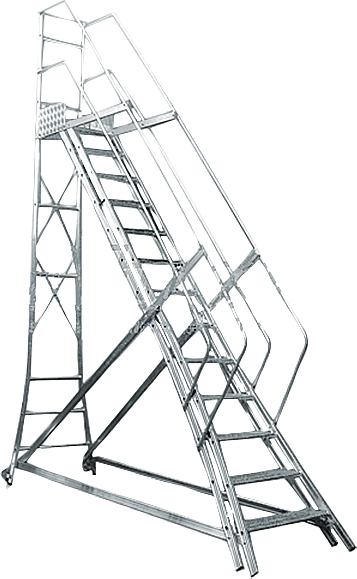 Escada trepadeira alumínio 3,01m X 3,13m 12 degraus + plataforma com 4 corrimões TR302 ALULEV