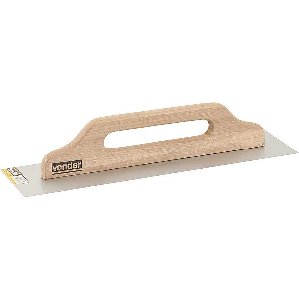 Desempenadeira de aço lisa 120mm x 480mm com cabo de madeira VONDER