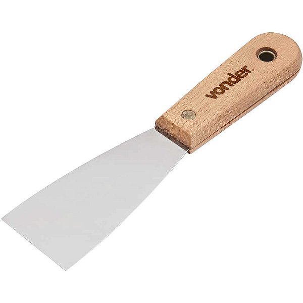 Espátula de aço inox 1.1/2" - 38mm com cabo de madeira VONDER