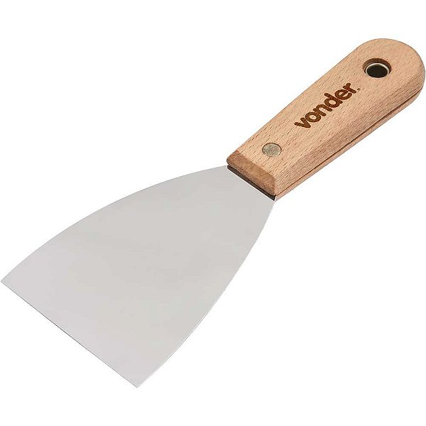 Espátula de aço inox 3.1/8" - 79mm com cabo de madeira VONDER