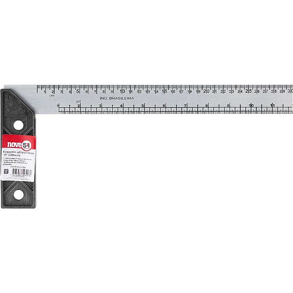 Esquadro para carpinteiro 12" com cabo plástico NOVE54