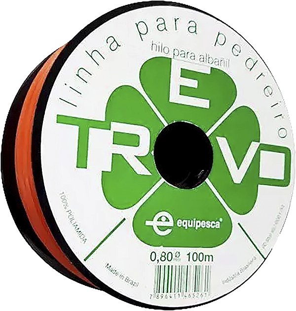 Linha para pedreiro lisa 0,8mm x 100m laranja 051014 TREVO - 5 unidades