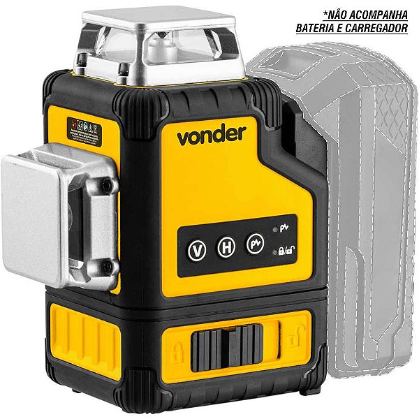 Nível a laser 30 metros verde bateria intercambiável de 18V sem bateria e sem carregador INLV 1854 VONDER