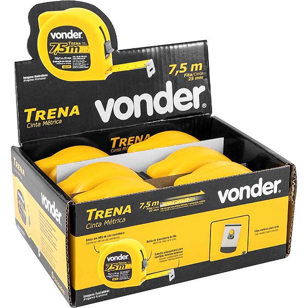 Trena curta de aço 7,5m x 25mm caixa com 6 VONDER