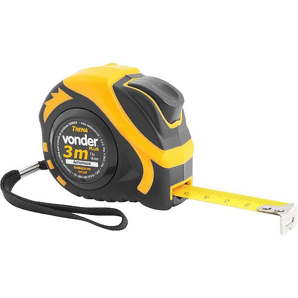 Trena curta de aço autotrava 3m x 16mm VONDER Plus