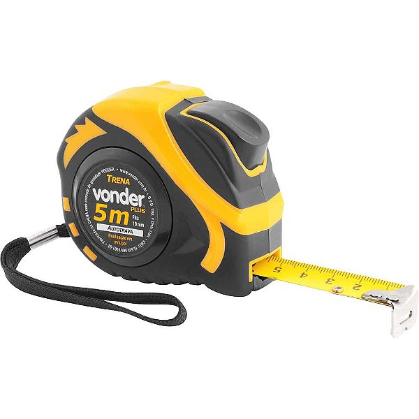Trena curta de aço autotrava 5m x 19mm VONDER Plus