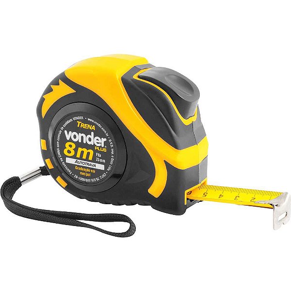 Trena curta de aço autotrava 8m x 25mm VONDER Plus