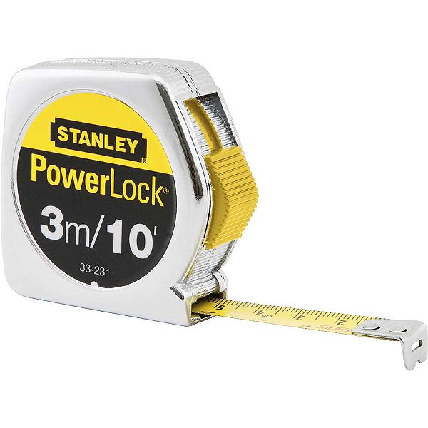 Trena curta de aço 3,0m x 12,7mm Powerlock 33.231S STANLEY