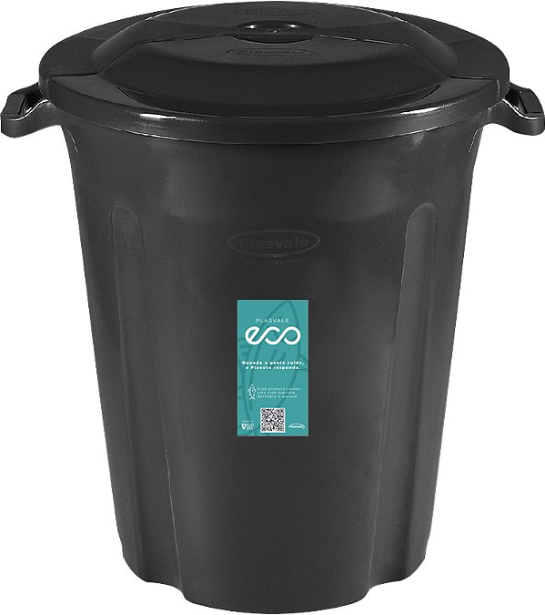 Lixeira plástica 97 litros preta Eco 164LP PLASVALE