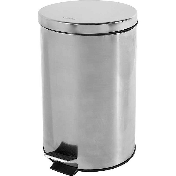 Lixeira redonda 20 litros inox cinza VONDER