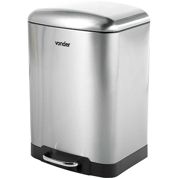 Lixeira retangular 12 litros inox cinza VONDER