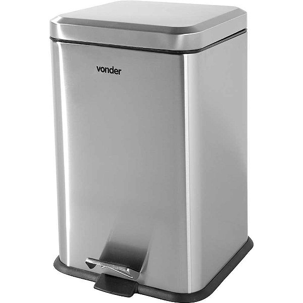 Lixeira retangular 20 litros inox cinza VONDER