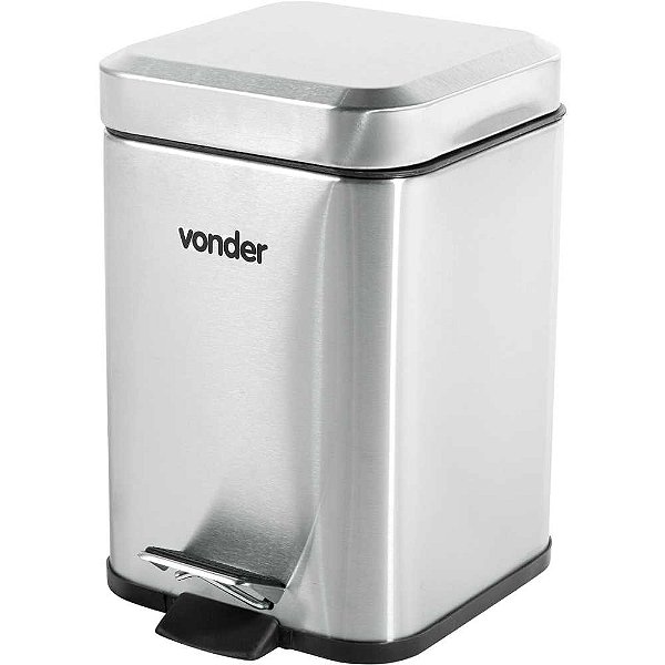 Lixeira retangular 3 litros inox cinza VONDER