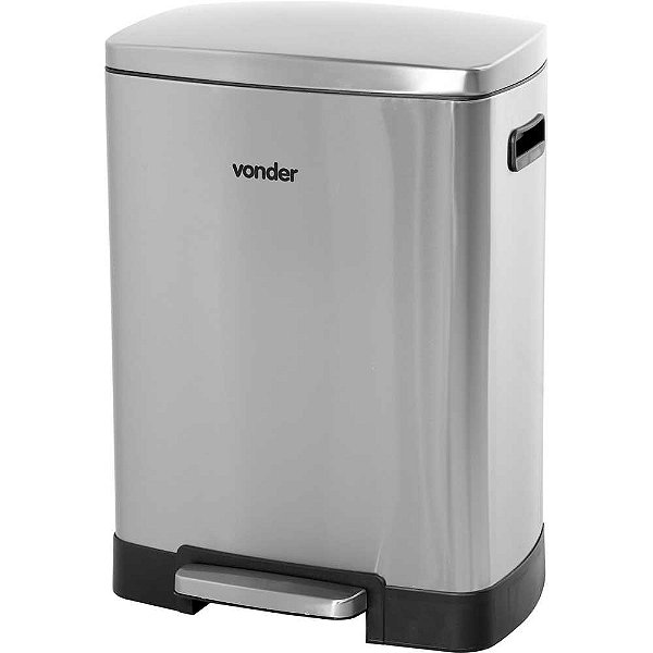 Lixeira retangular 50 litros inox cinza VONDER