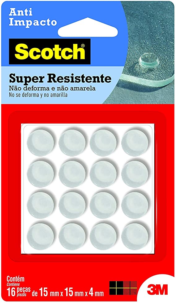 Protetor anti-impacto redondo 15mm x 4mm transparente com 16 peças HB004263081 3M