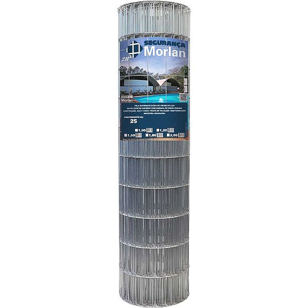 Tela alambrado malha 15cm x 5cm fio 2,3mm com 1,5m x 25m (altura x comprimento) 2726 MORLAN
