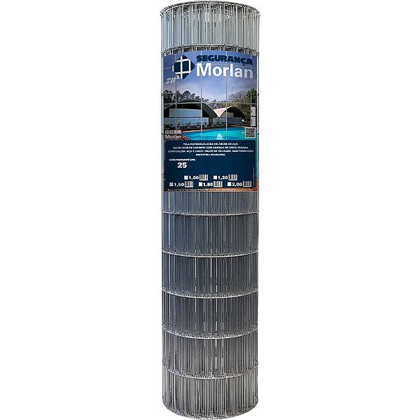 Tela alambrado malha 7,5cm x 5cm fio 2,1mm com 1,2m x 25m (altura x comprimento) 0543 MORLAN