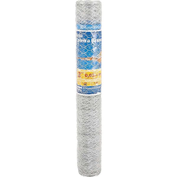 Tela metálica hexagonal galinheiro coleira branca malha 2" 23 BWG x 1,5m com 50m MORLAN