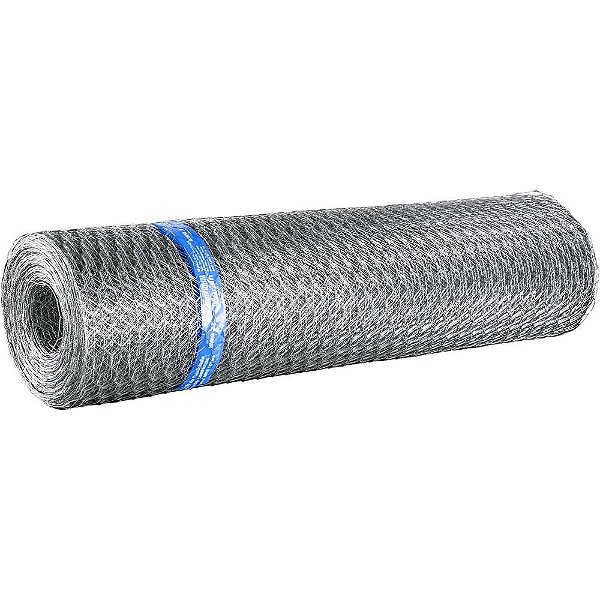 Tela metálica hexagonal pinteiro malha 1" 22 BWG x 1,0m com 50m MORLAN
