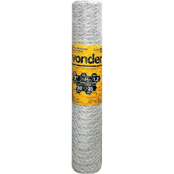 Tela metálica hexagonal galinheiro malha 2" 18 BWG x 1,2m com 50m VONDER