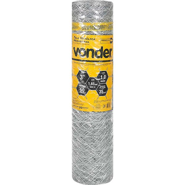 Tela metálica hexagonal mangueirão malha 3" 16 BWG x 1m com 50m VONDER