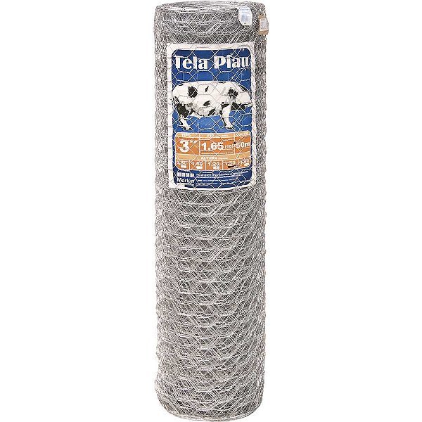Tela metálica hexagonal mangueirão malha 3" 16 BWG x 1,5m com 50m MORLAN