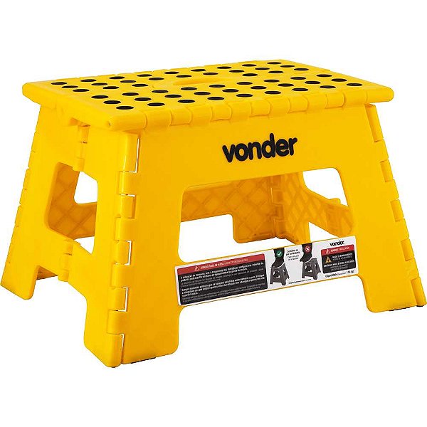 Banqueta plástica dobrável amarela altura 220mm VONDER