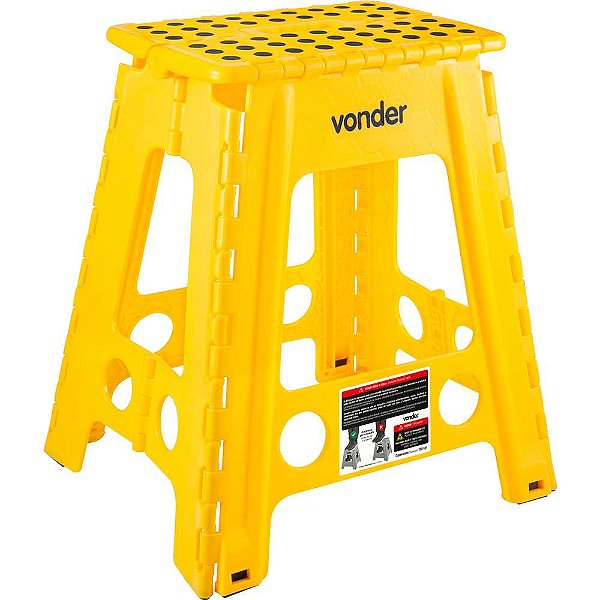 Banqueta plástica dobrável amarela altura 450mm VONDER