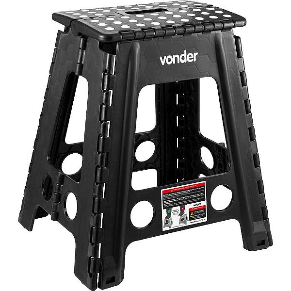 Banqueta plástica dobrável preta altura 450mm VONDER