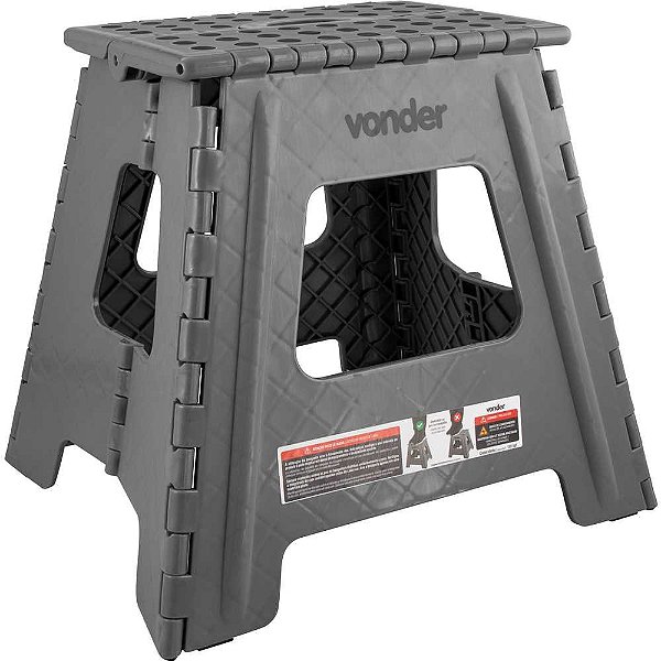 Banqueta plástica dobrável cinza altura 360mm VONDER