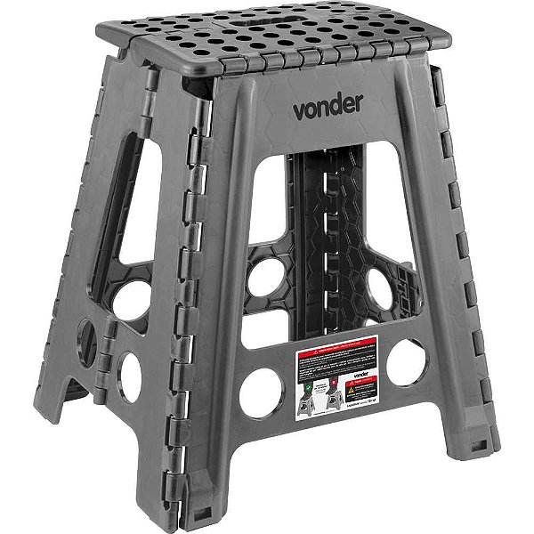 Banqueta plástica dobrável cinza altura 450mm VONDER