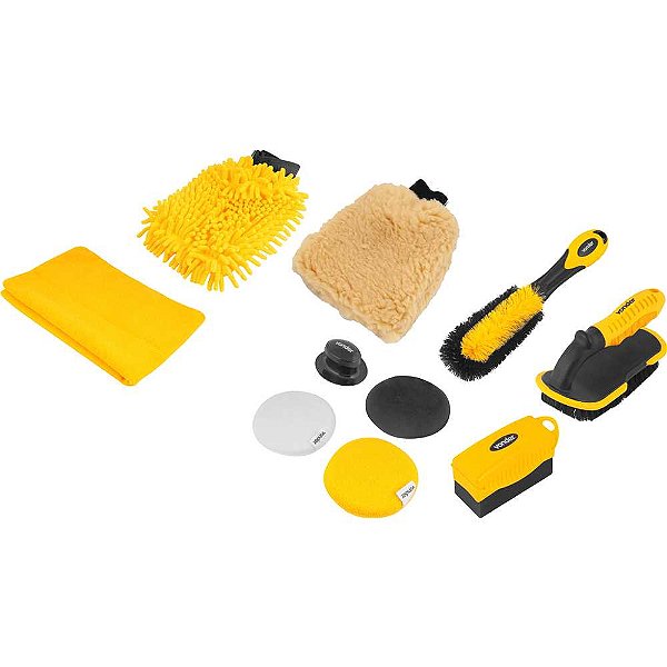 Kit para limpeza automotiva com 10 peças VONDER