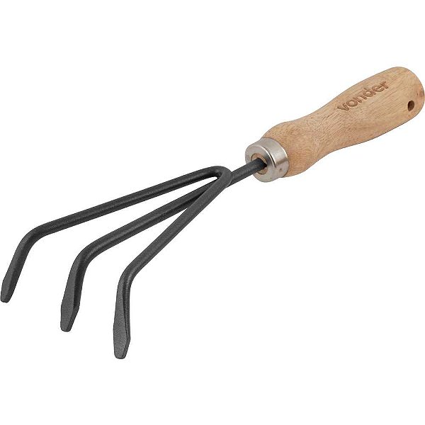 Ancinho para jardim com 3 dentes cabo em madeira ARV 0002 VONDER