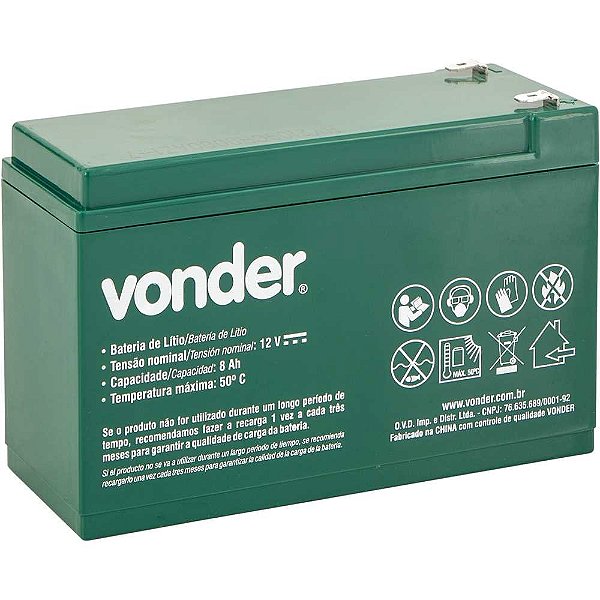 Bateria íons de lítio de 12,0V para pulverizador costal agrícola 2 em 1 VONDER