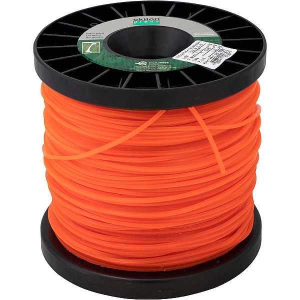 Fio de nylon 2,7mm x 146m laranja perfil quadrado 7200 EKILON GRASS