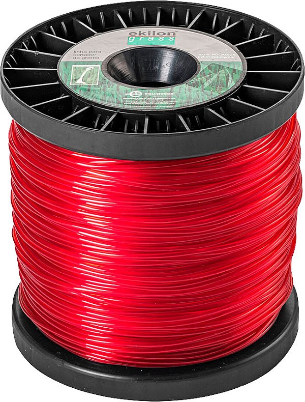 Fio de nylon 2,7mm x 154m vermelho perfil redondo 1kg 7184 EKILON GRASS