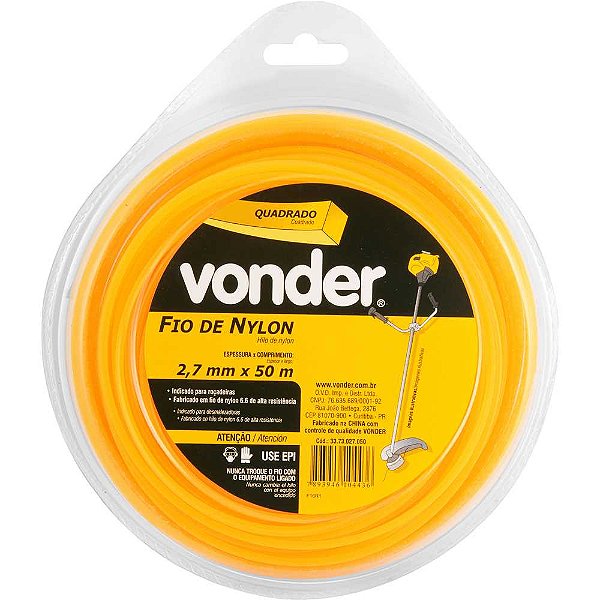 Fio de nylon 2,7mm x 50m quadrado VONDER