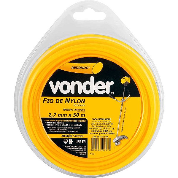Fio de nylon 2,7mm x 50m redondo VONDER